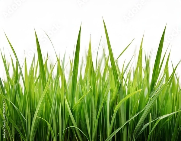 Obraz grass background with dew dropping on white background