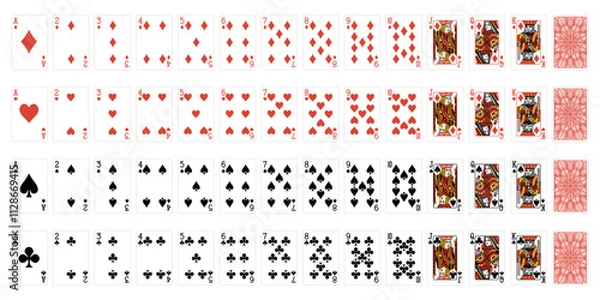 Obraz Set of poker cards with isolated on white background. Poker playing cards. full deck.