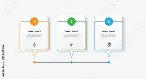 Fototapeta 3 step table business information, workflow, presentation.
Vector template infographic with paper style and line connected 