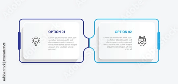 Fototapeta Infographic template vector, 2 step table timeline presentation, workflow or business information 
