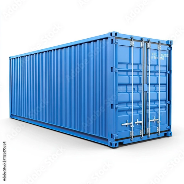Obraz Blue shipping container, white background