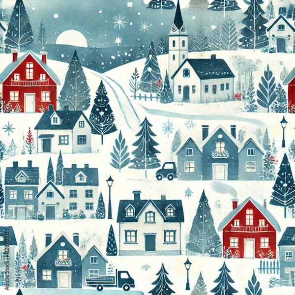 Obraz winter landscape with houses