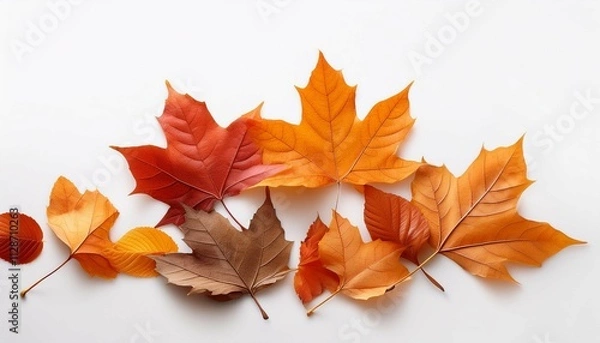 Obraz autumn leaves lying in white background