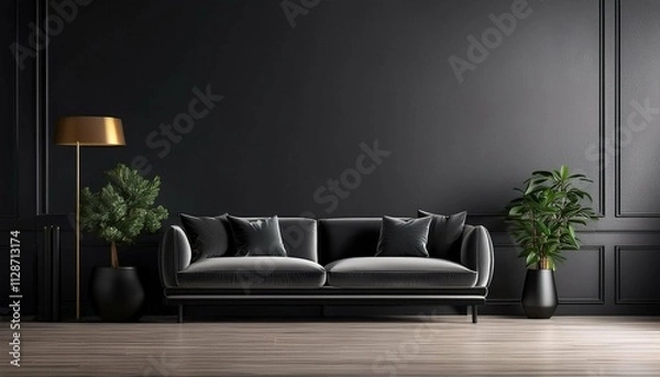 Obraz matte black interrior wallpaper copy space 16 9