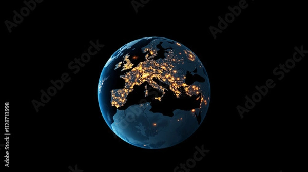 Fototapeta Earth Illuminated by City Lights with a Celestial View of Human Activity at Night