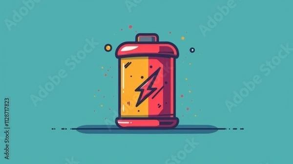 Fototapeta Icon of a Battery: symbolize energy or resources.