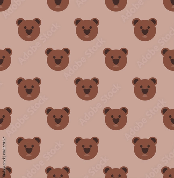 Fototapeta Seamless pattern of bears on a light background. Print for gift wrapping, textiles and paper. Vector