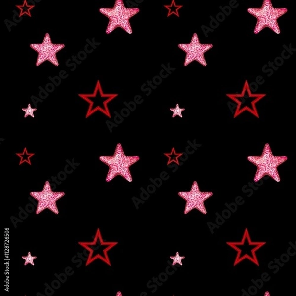 Obraz pattern with red stars on black background