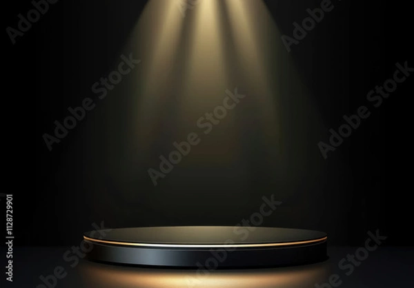 Obraz Spotlight illuminates an empty stage with rising fog in a dramatic atmosphere ready for performance