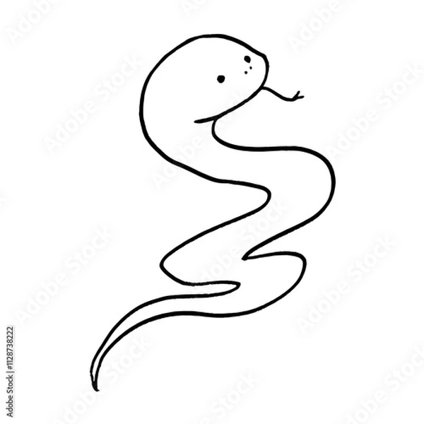Obraz 手描きのシンプルなヘビ 右向き
