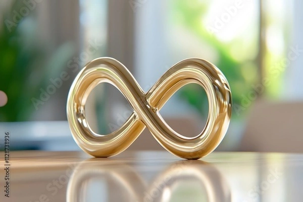 Obraz The number 2025 crafted in the style of smooth, metallic gold, with an infinity symbol incorporated within its structure. The background is blur