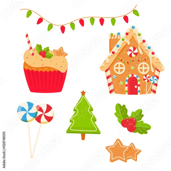 Fototapeta Christmas sweets vector set,