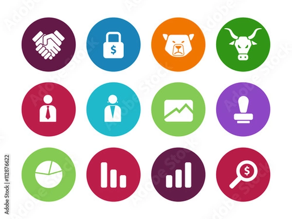 Fototapeta Finance circle icons on white background.