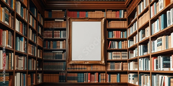 Obraz Large Artwork on Wall in Library - Mockup..