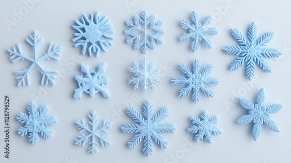 Fototapeta 水色の雪の結晶の背景