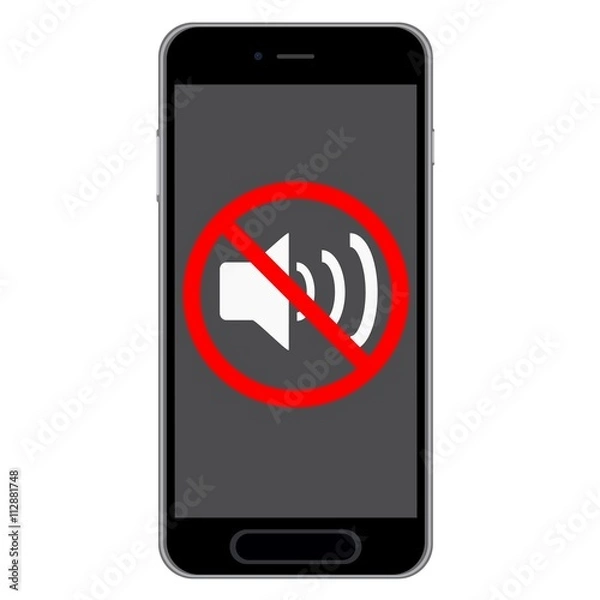 Obraz Mobile phone volume off, isolated vector