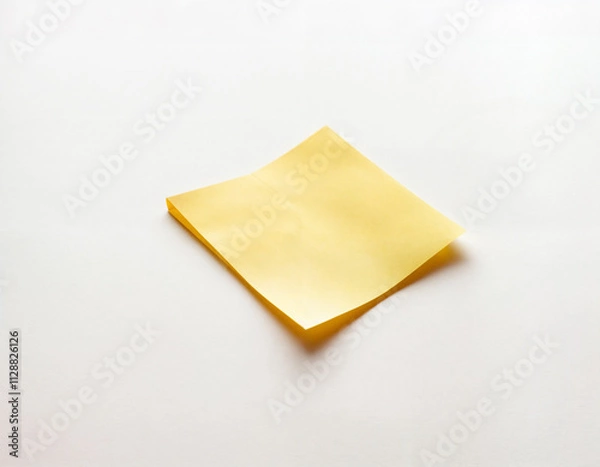 Fototapeta This image highlights a solitary yellow sticky note placed against a clean, light background. The simplicity of the composition emphasizes functionality and minimalism, making it a perfect representat