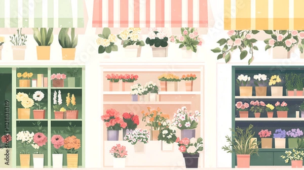 Obraz Vector Illustration of Florists and Floral Designs in Minimal Style