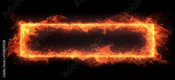 Obraz Fiery horizontal frame with bright and vibrant flame effect on  a black background