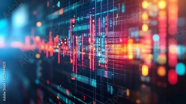 Fototapeta Digital dashboard displaying forecasting metrics focus on predictive accuracy futuristic Multilayer in a control room