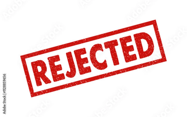 Obraz Rejected red ink rubber stamp sign symbol seal badge dusty grunge effect unapproved fail denied declined warning information tag vignette