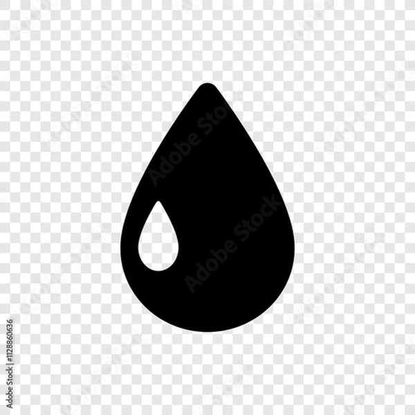 Fototapeta Water drop simple vector icon. Flat design. Transparent grid