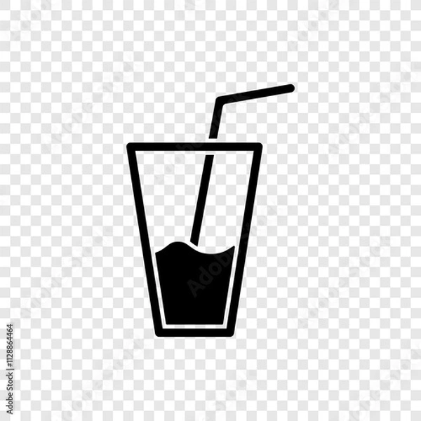 Fototapeta Glass with straw simple icon vector. Flat design. Transparent grid