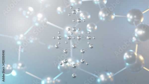 Fototapeta thiopental molecular structure, 3d model molecule, anticonvulsant, structural chemical formula view from a microscope