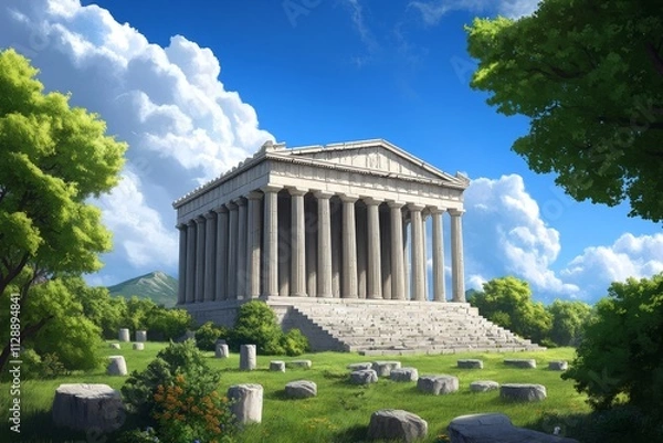 Obraz The view of the Temple of Artemis as it may have appeared in ancient times, digitally restored