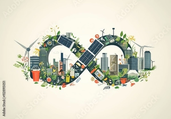Obraz Sustainable future illustrated with an eco-friendly infinity loop design