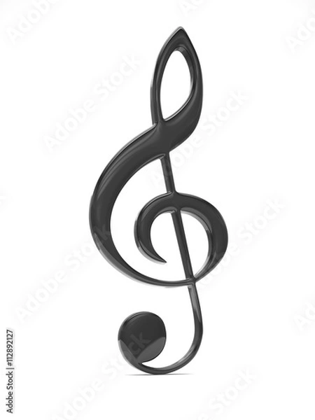 Fototapeta treble clefon white. 3d rendering.