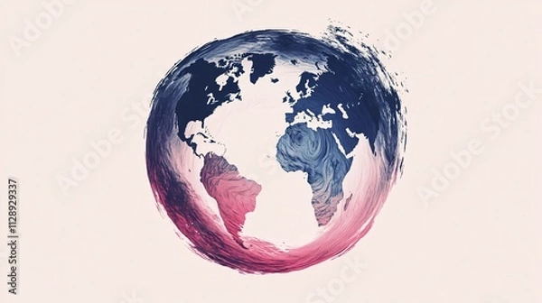 Obraz Dynamic 2D Rotating World Map Animation with Globe Looping on Itself