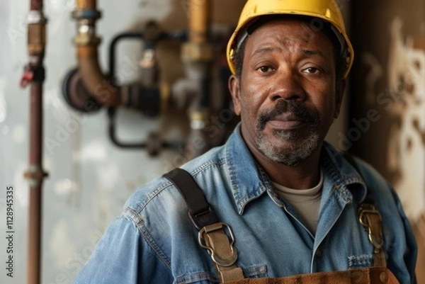 Obraz Portrait of a middle aged male plumber