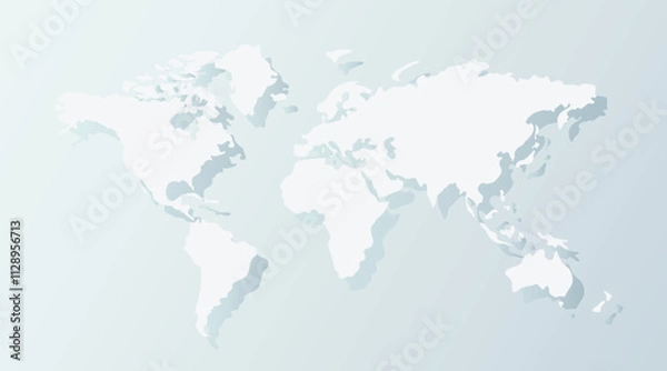 Fototapeta World map vector, isolated on white background. Flat Earth, gray map template for web site pattern, anual report, inphographics. Globe similar worldmap icon. Travel worldwide, map silhouette backdrop.