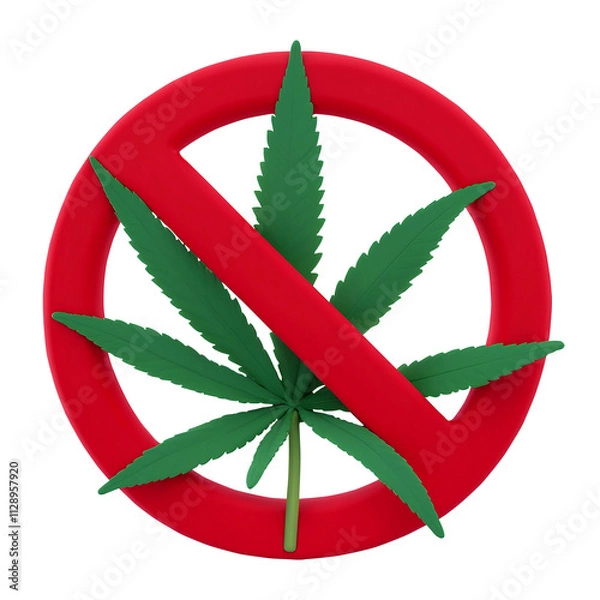 Fototapeta Weed Prohibit 3D Illustration icon design