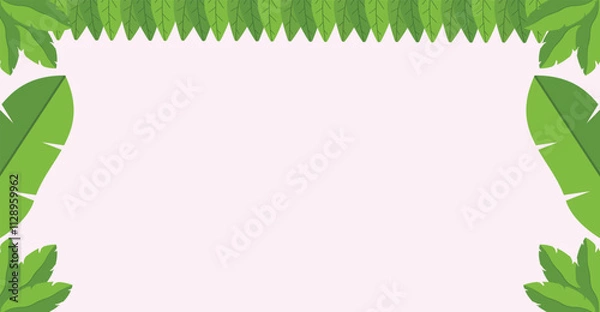 Obraz Happy Ugadi Festival with decorative leaf vector with empty space, Ugadi celebration in india, India new year festival, andhra pradesh, Hindu new year, copy space for text