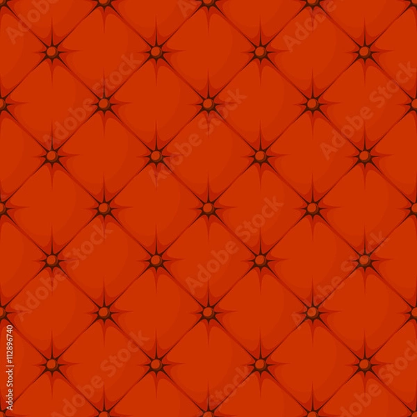 Fototapeta red padded upholstery buttoned rhomb seamless pattern