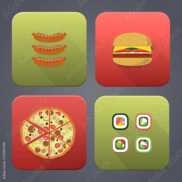 Fototapeta dishes icon set