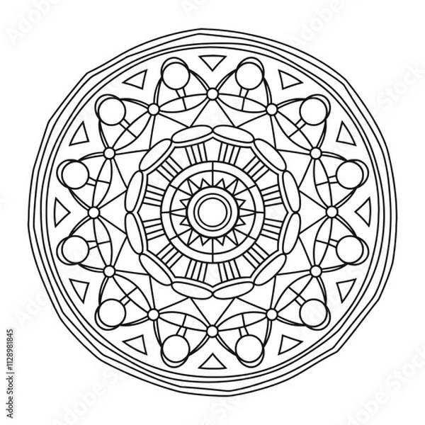 Fototapeta Mandala Black and White Circular Shape Outline - Easy and Beautiful Mandala Design for Coloring Book.