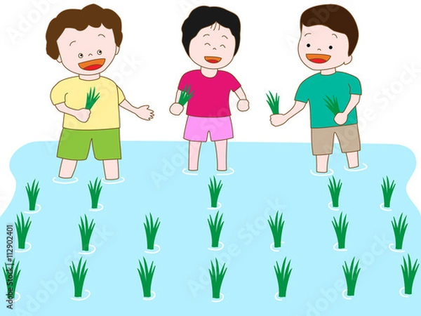 Fototapeta 子供の農作業