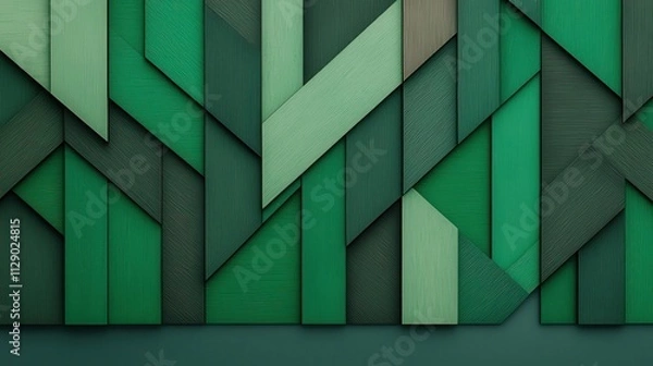 Obraz Abstract Green Geometric Background with Textured Panels and Patterns