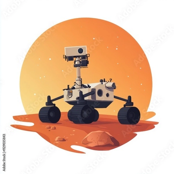 Fototapeta Mars Rover Illustration: Exploring the Red Planet