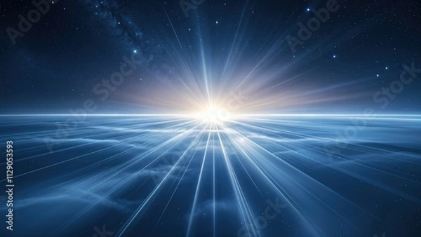 Obraz Celestial Landscape with Starburst Light and Milky Way in Digital Artwork
