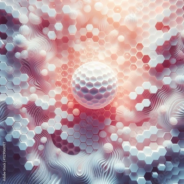 Fototapeta White honeycomb pattern with a hint of pink and a light leak eff