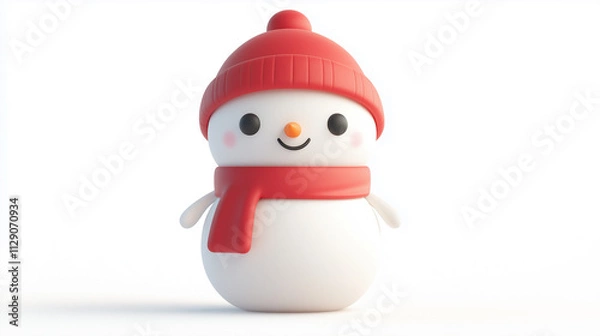 Obraz Snowman Icon in 3D Style on White Background
