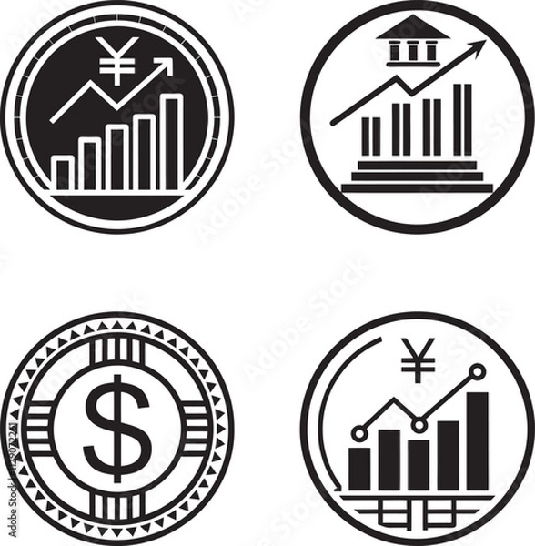Fototapeta Black and white finance logo