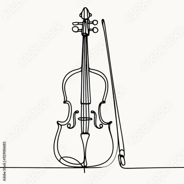 Fototapeta Cello in minimalist line art style, AI Generation