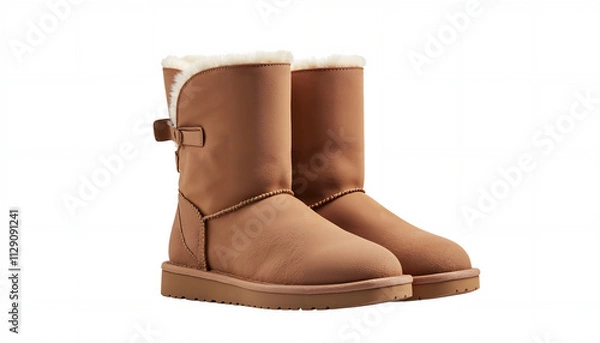 Fototapeta Cozy warm winter boots in the trendy 2025 color Mocha Mousse on an isolated white background	
Submitted 