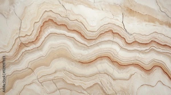 Fototapeta Raw Sandstone Textures Showcase Intricate Beige and Muted Red Layers Formed Over Time in a Natural Landscape