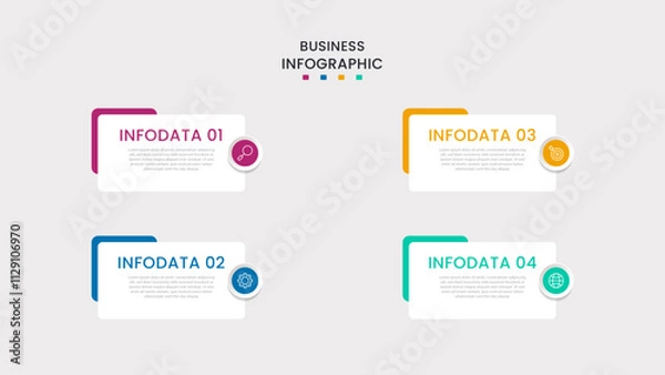 Fototapeta Business Infographic design template Vector with icons and 4 four options or steps. It can be used for process diagrams, presentations, workflow layouts, banners, flow charts, infographics